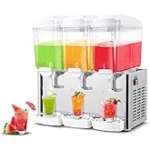 ROVSUN 14.4 Gallon/54L Commercial Beverage Dispenser Drink Dispenser, 18L X 3 Tanks Commercial Juice Dispenser Stainless Steel with Thermostat Controller for Home Restaurant Bar Party 110V/60HZ