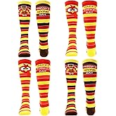 LUKBERA 4 Pairs Thanksgiving Turkey Socks, Turkey Trot Running Socks Striped Mid-calf Socks for Thanksgiving Women Men Autumn Holiday Gifts Decor