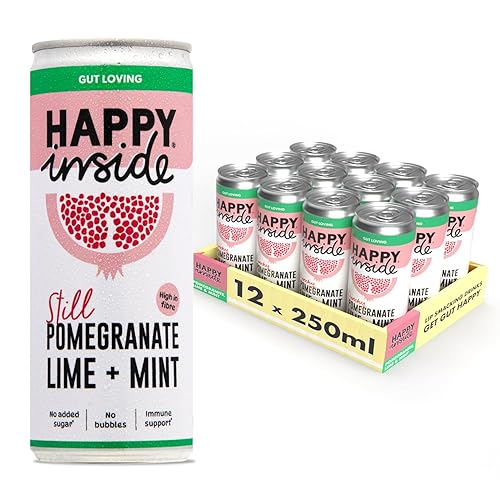 Happy Inside Gut Health Juice – Pomegranate, Lime & Mint | No Added Sugar, High in Prebiotic Fibre, Vitamin C | Vegan (12 x 250ml)