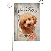 KEEPAEON Spring Summer Garden Flag Floral Poodle Yard Flag Flower Garden Flags for Outside Small Outdoor Welcome Flags 12x18 Double Sided for Outside Home Decor (308)