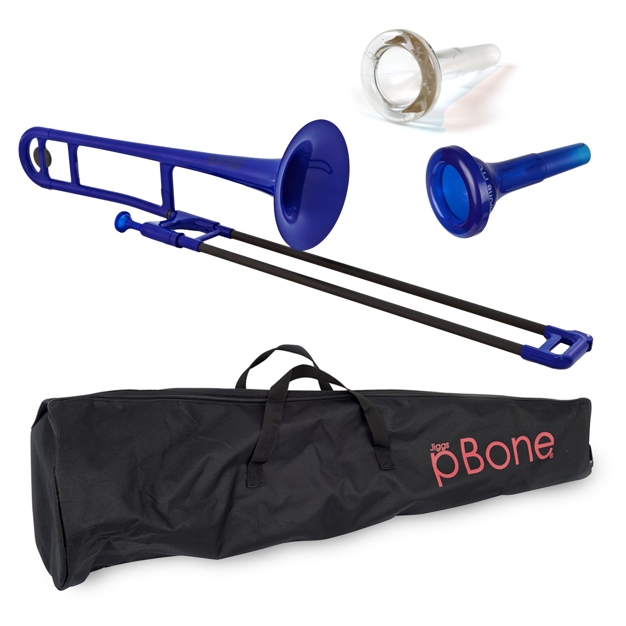 pBone PBONE1B Plastic Trombone with Mouthpiece and Carry Bag - Bb Student Beginner - Blue, 14.0 in*38.0 in*11.0 in