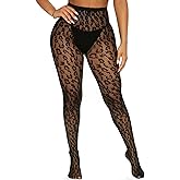 Leypafy Women Sexy Fishnet Tights Pantyhose Patterned Stockings High Waist Mesh Leggings Plus Size