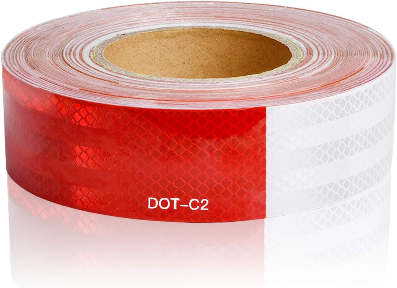 Supkiir 2"x150' DOT-C2 Reflective Safety Tape, Red White Waterproof Reflector Tape for Trailers, Truck, Cars Vehicles, Boats, Signs, Warning