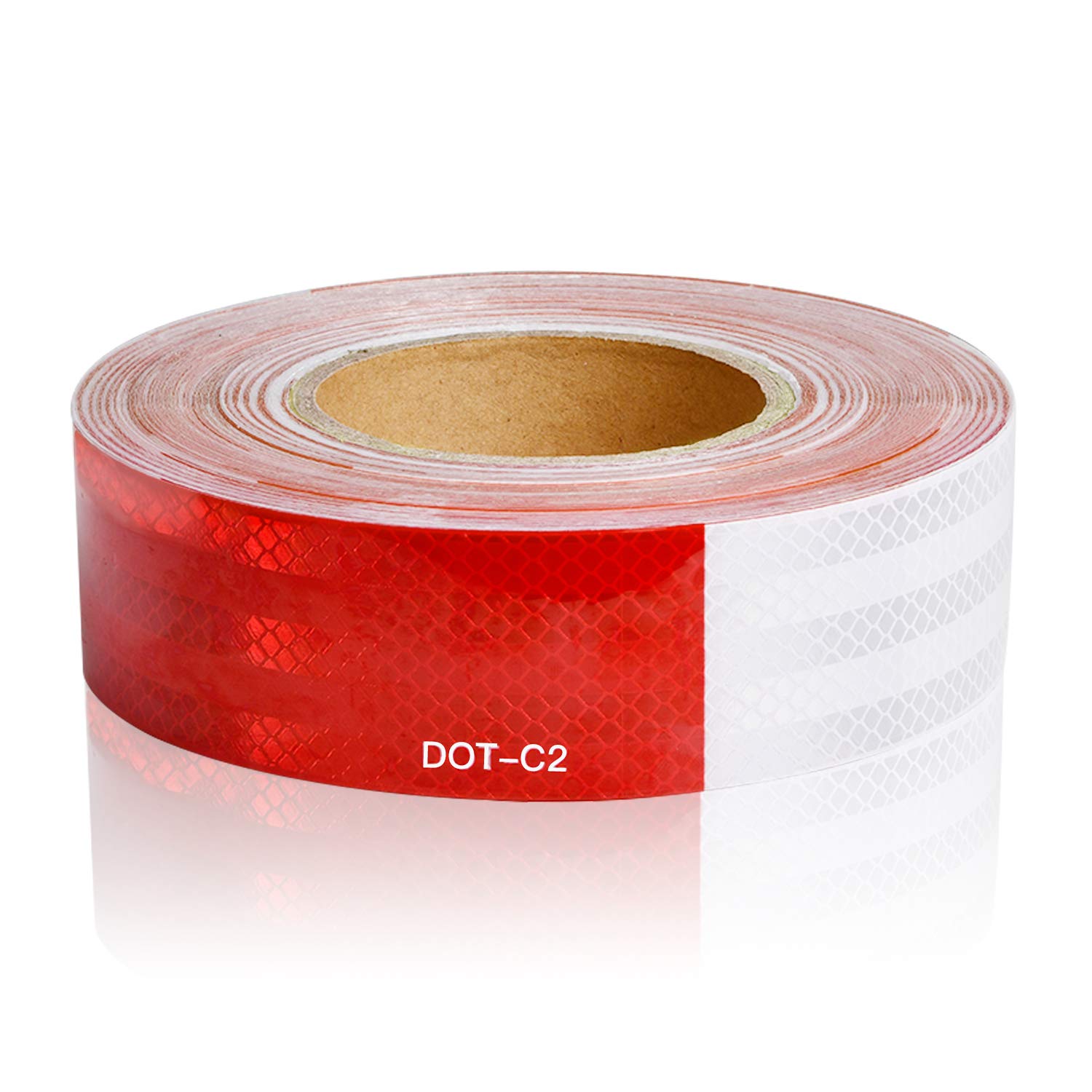 Supkiir 2"x150' DOT-C2 Reflective Safety Tape, Red White Waterproof Reflector Tape for Trailers, Truck, Cars Vehicles, Boats, Signs, Warning