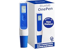 Bluelab OnePen One Temperature Meter, EC/PPM and pH 3-in-1 Lighting, Fast Reading Lighting, Bluetooth Data Sharing and In-App