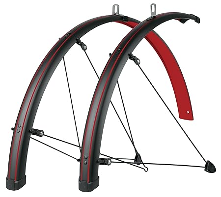 SKS Germany Stachelrochen Fender Set Rot 45 mm mit Rot Streifenbildung, Schwarz