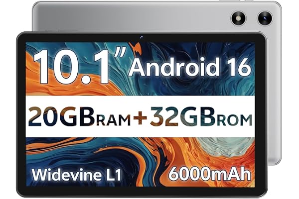 SVITOO Android Tablet 10 Inch, Android 16 Tablet, 20GB RAM 32GB Storage 1TB Expandable, Dual Cameras 8MP 2MP, 6000mAh Dual Speakers WiFi 6, Gray