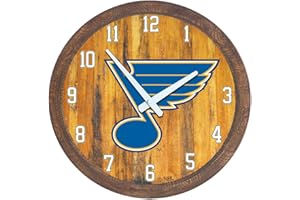 The Fan-Brand NHL St. Louis Blues: Faux Barrel Top Wall Clock - Sports Team Bar Sign Décor - Home Man Cave, Party Decoration - Made On Demand