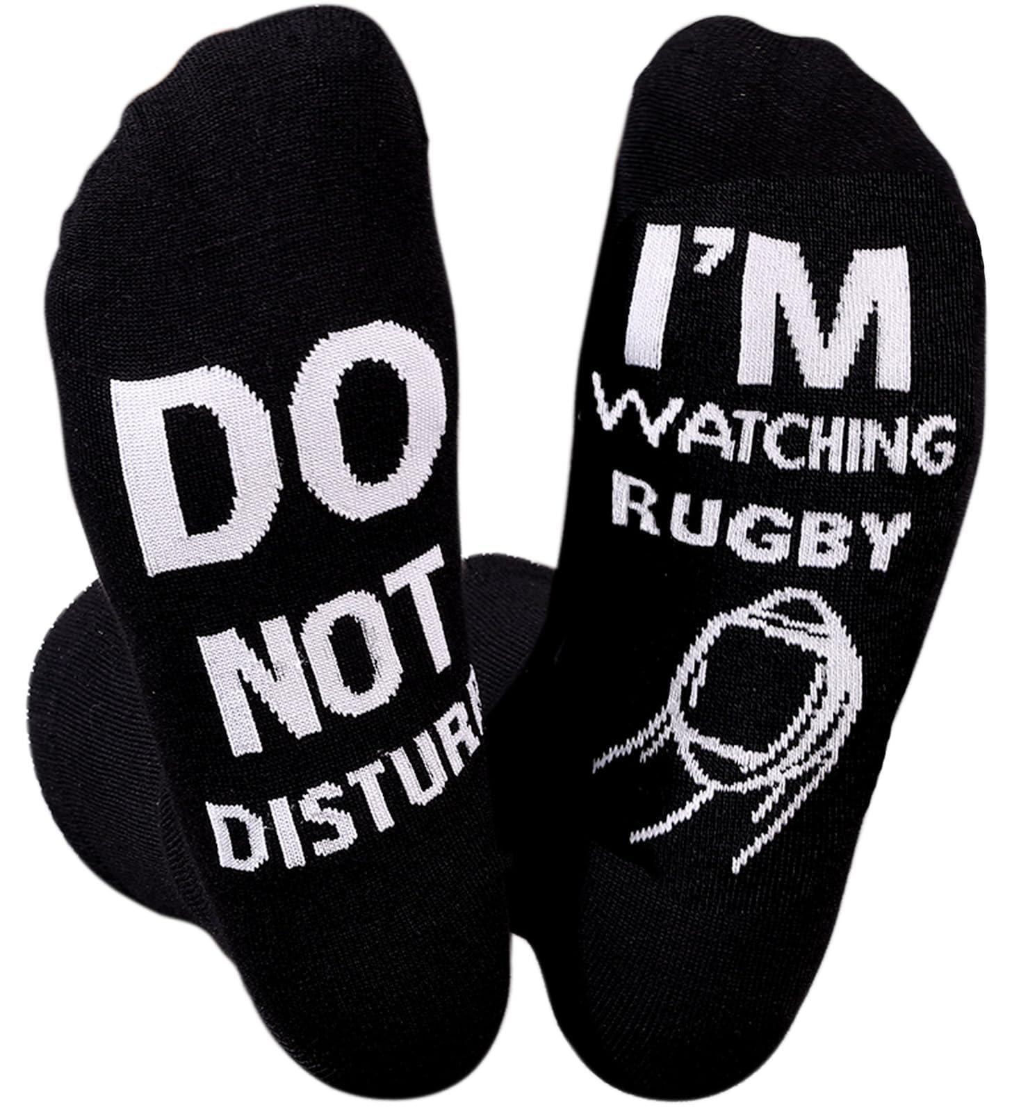 Himozoo 'Do Not Disturb I'm Watching Rugby' Socks Novelty Funny Socks for Men Women Rugby Lovers Gifts