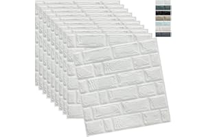 WAPANE 3D Brick Peel and Stick Wallpaper, 3D White Brick Wall Panels Self Adhesive, Removable Wallpaper Waterproof PE Foam Paintable,for Bedroom/Living Room/Kitchen/TV Wall and Home Decoration