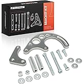 A-Premium Polished Aluminum Power Steering Pump Bracket Kit | Compatible with Chevrolet Small Block 265 283 305 327 350 383 400, with Long Water Pump