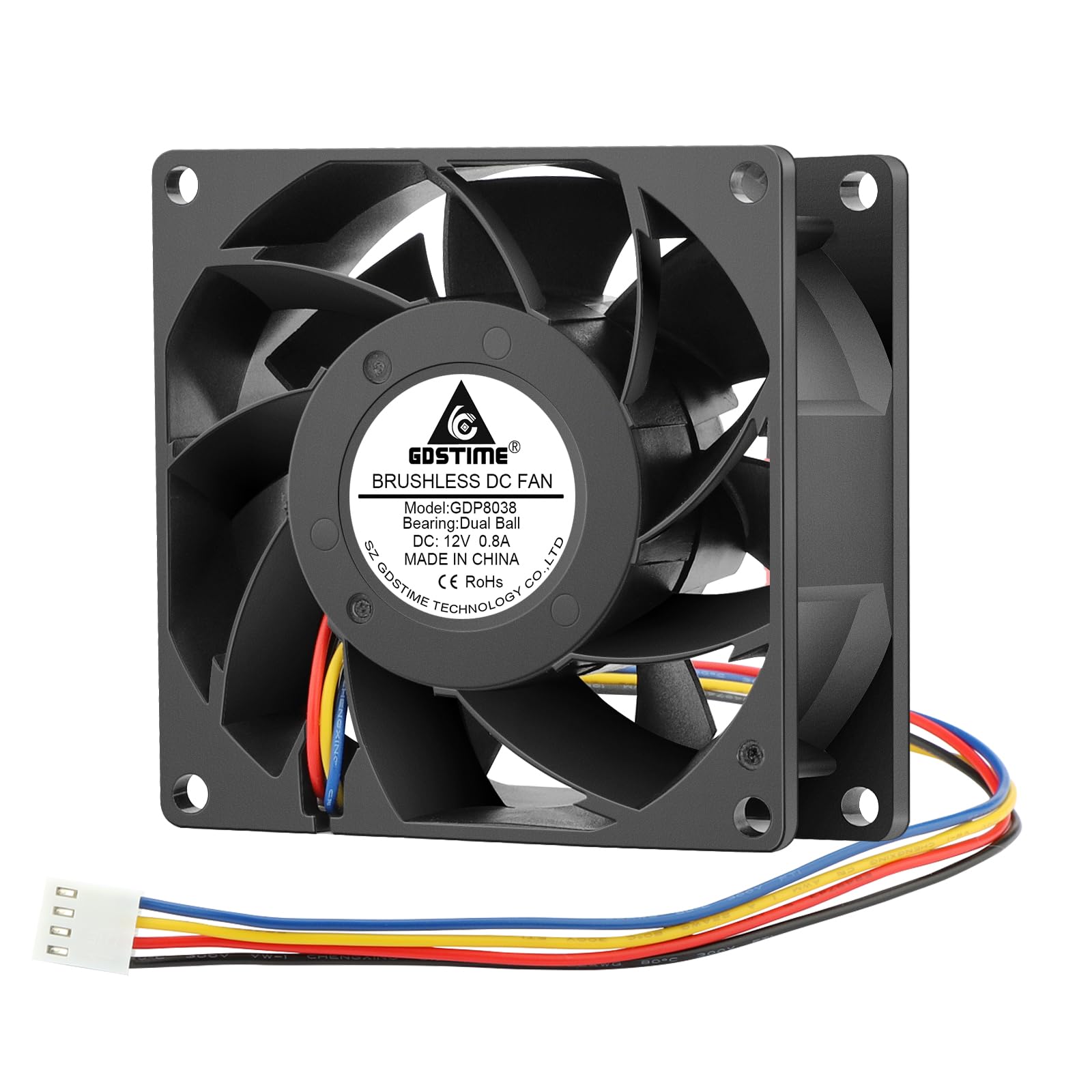 GDSTIME 80mm PWM Fan 12V 80mm x 38mm Fan 4 Pin 5500 RPM High Pressure 4 Wire Dual Ball Bearing 8CM Case Cooler For Heat sink Mine Workstation PSU GPU Server CPU Chassis Cabinet