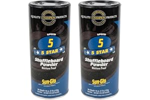 Sun-Glo Speed #5 (Five Star) Shuffleboard Powder Wax – Medium-Slow Speed for 12-16 Foot Tables – 16 oz Shaker Can (Pack of 2)
