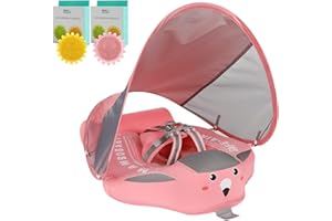 FURSARCAR Mambobaby Float Newest Baby Pool Float with Canopy UPF 50+, Non Inflatable Baby Floats for Swim Pool, Add Tai Size Improved Baby Floatie for Aged 3-24 Months Infants Swimming Training