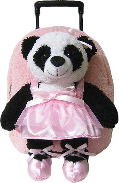 Kreative Kids Pink Ballet Panda Rolling Backpack w/Removable Stuffie & Wheels