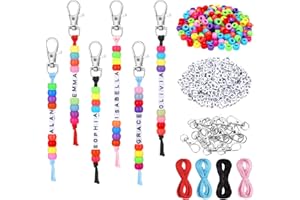 Acidea 616PCS DIY Bead Keychain Kit, Key Chain Making Craft Adjustable Letter Beads String Beads for Jewelry Making Set Suppl