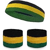 Couver Headband & Wristbands Set(3pc) – Ultra Absorbent Cotton Terry Cloth Athletic for Tennis, Basketball, Gym & Running