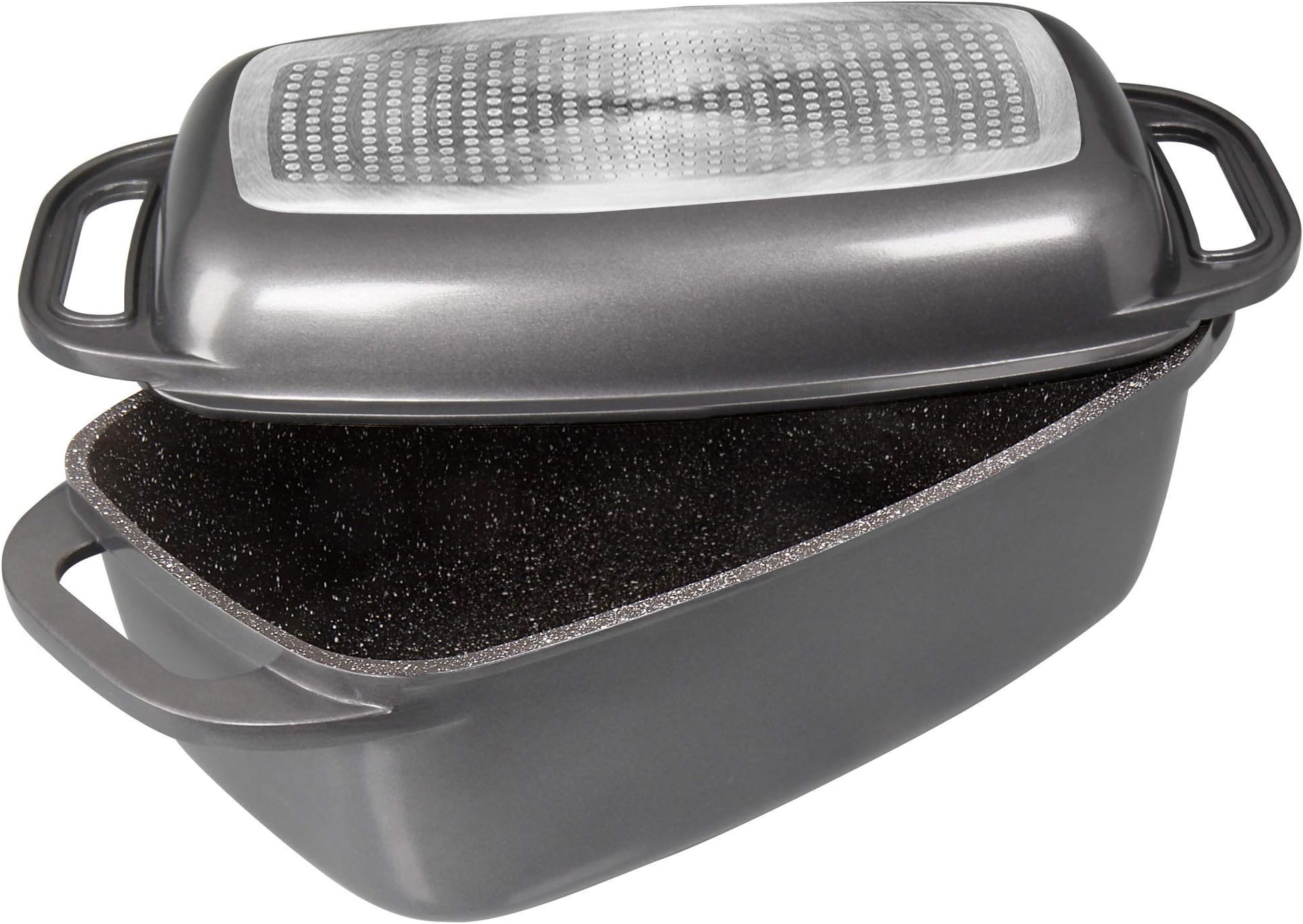 STONELINE Roaster With Die-Cast Aluminum Lid, 40 x 22 cm, Anthracite