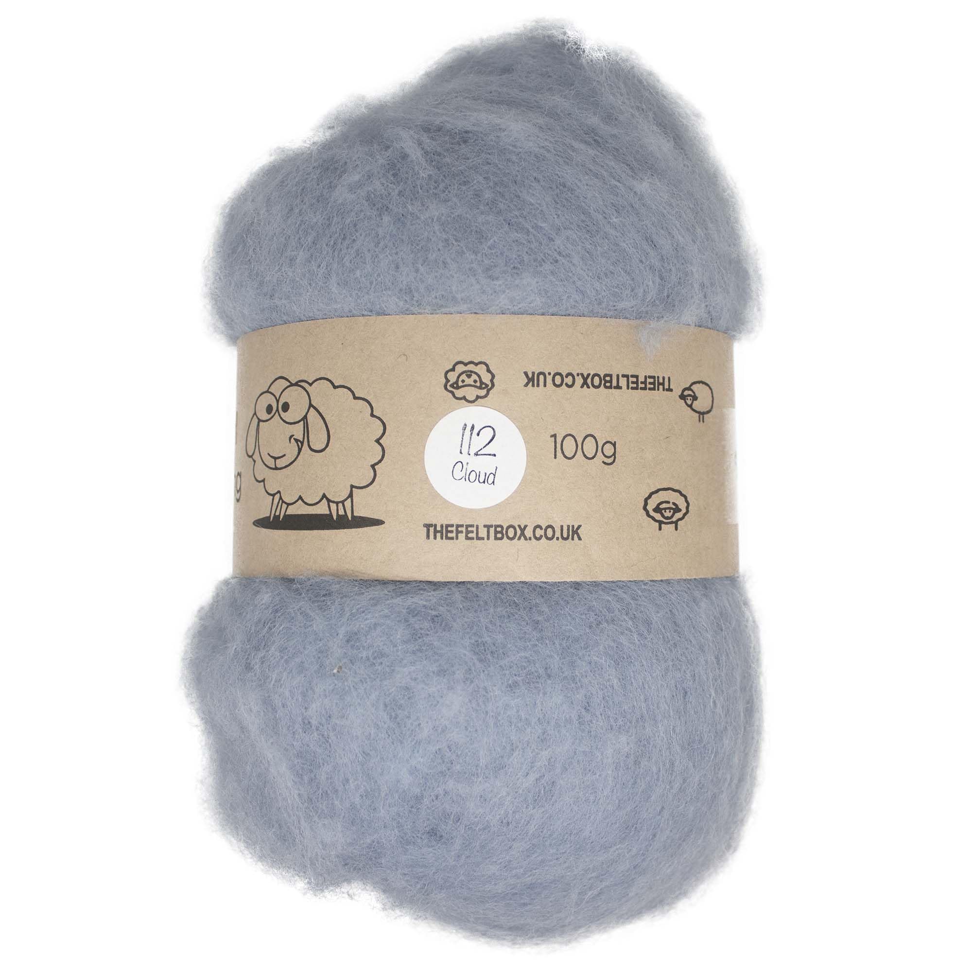 The Felt Box Needle Felting Wool Carded Batting : Short Coarser Mixed Together Fibres, Use as Core or Finish Wool 100 g | 3.5 oz-Cloud #112