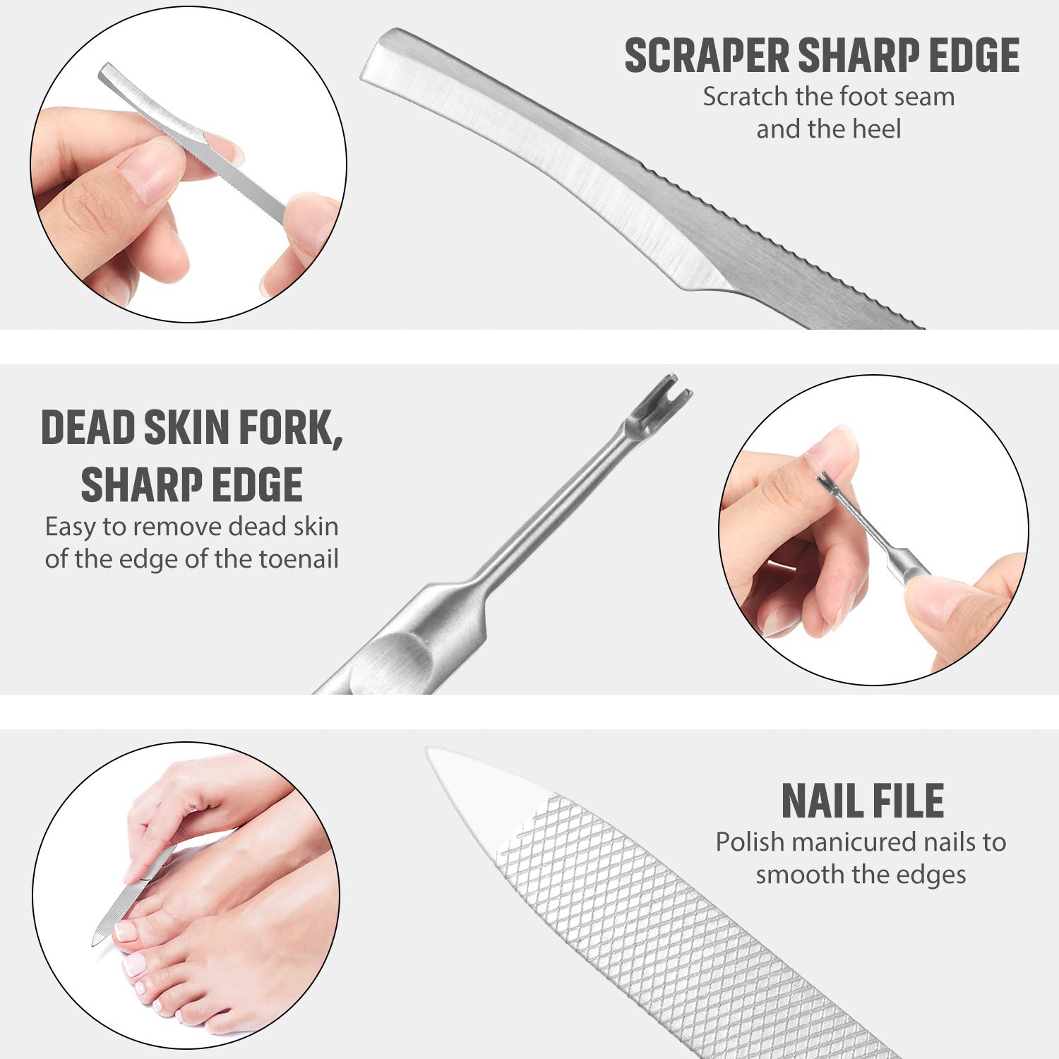15 Pieces Ingrown Toenail Tools Stainless Steel Foot Nail Tools, Include Toenail File and Lifter, Nail Clipper, Cuticle Cutters, Cuticle Pusher and Manicure Pedicure Tools for Ingrown and Thick Nail: Beauty