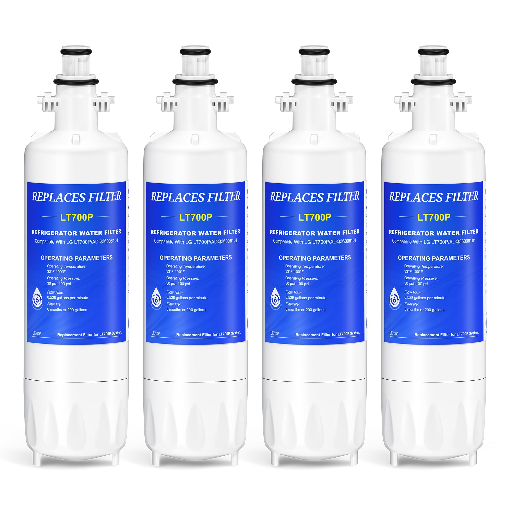 Photo 1 of ADQ36006101 Water Filter Replacement Compatible with LG LT700P, LT700PC, ADQ36006102, ADQ36006101-s, Kenmore 9690, 469690, LFXS29766S,4 Pack, By CHOPLO