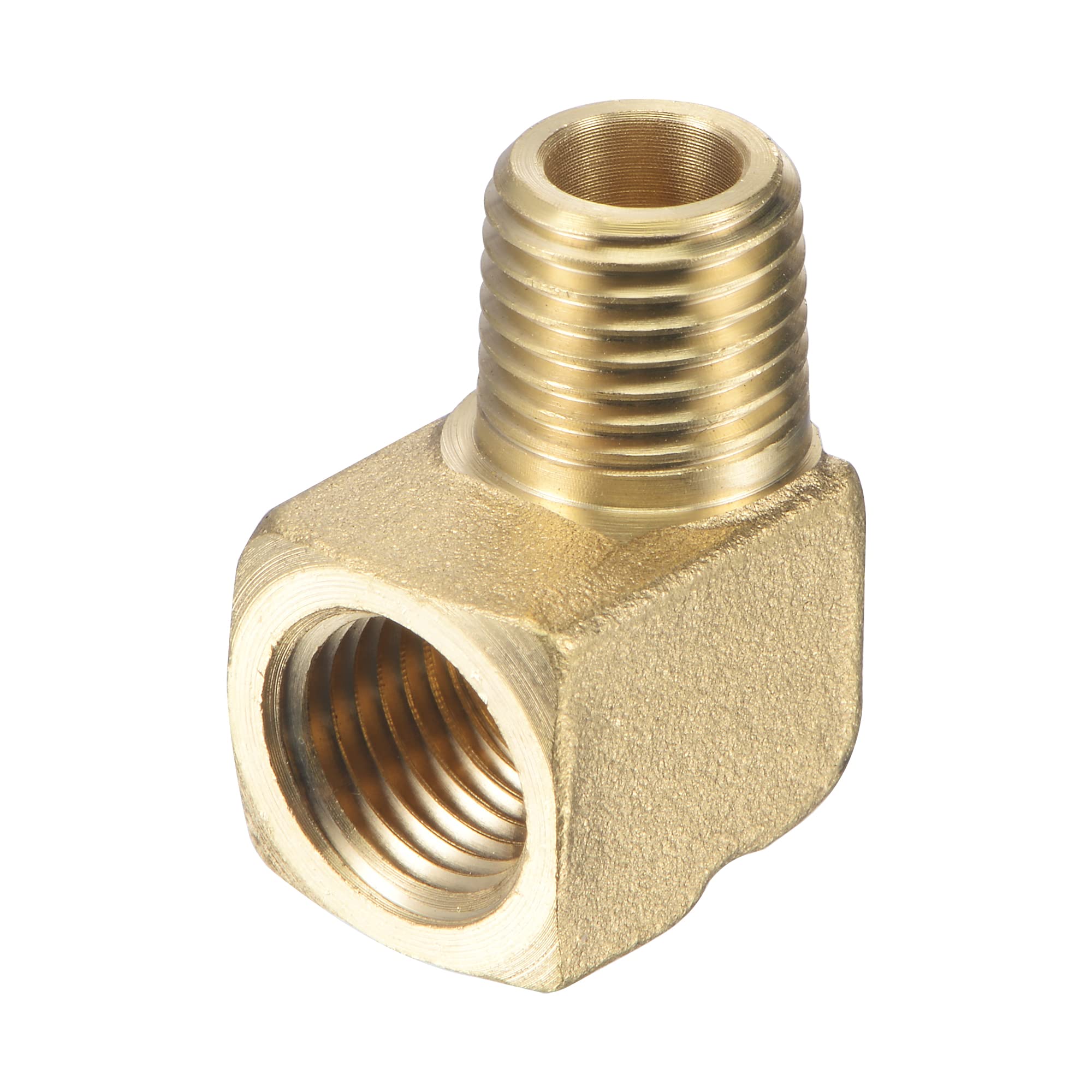 M METERXITY Brass Male to Female Pipe Fitting Extension, Right Angle Elbow Hose Adapter, Apply to Outdoor/Faucet/Industrial (1/4NPT Thread)