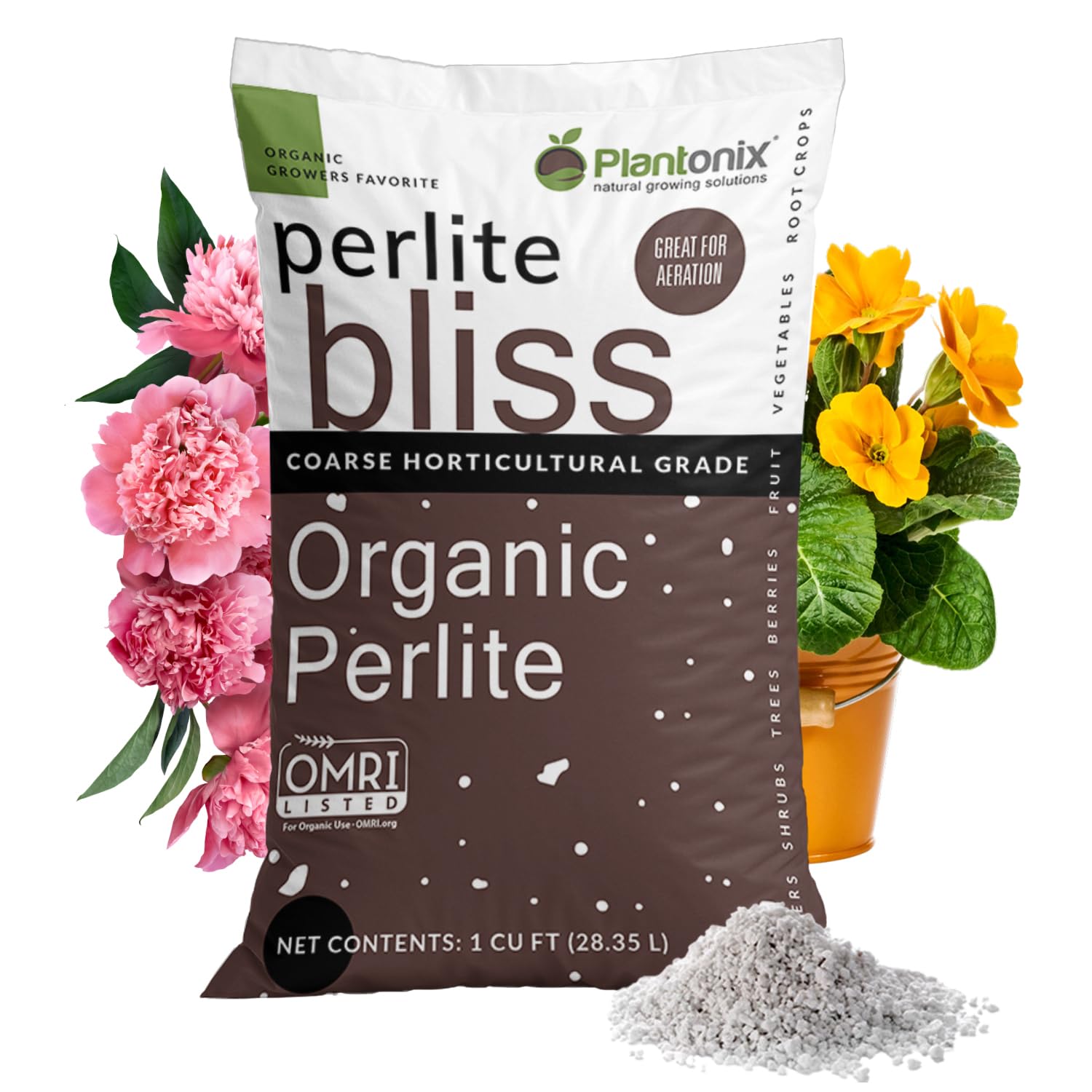 Perlite Bliss (1 Cubic Ft) - Organic Perlite for Plants - Coarse Perlite Bulk Soil Amendment - Chunky Perlite for Plants, Potting Soil, Garden Soil, & Coco Coir - Horticultural Perlite for Gardening Image