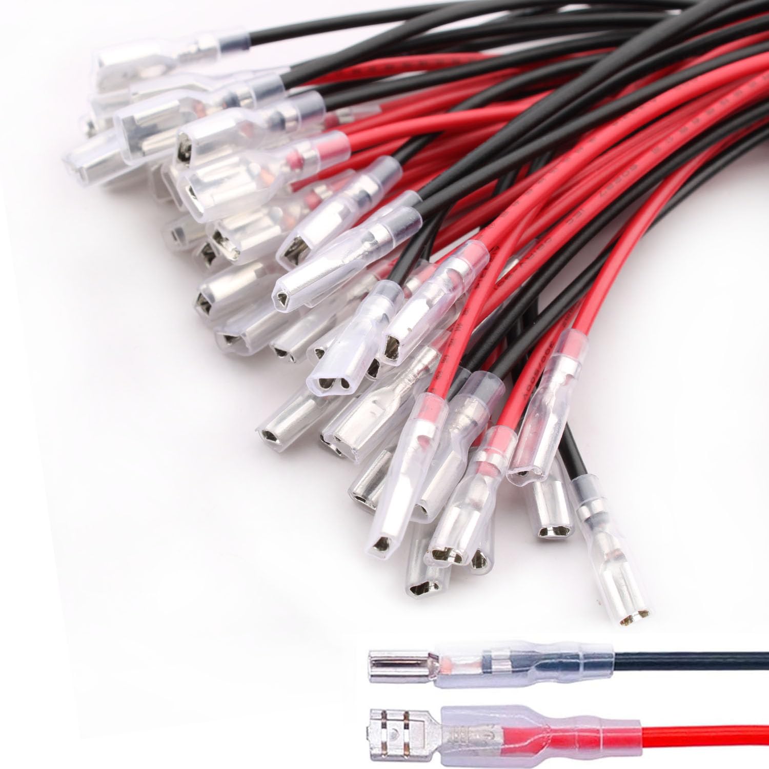 RUNCCI-YUN 40Pcs 2.8mm 4.8mm female spade connectors,Insulated Crimp Terminals Wire Crimp Terminal Spade Crimp Connector for DIY Electrical Motorcycle Vehicle Boat Electrical Wiring