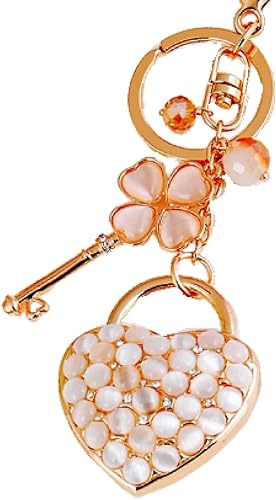 Amazon Tejlang バッグチャーム ハート クローバー 鍵 チャーム レディース 02 クリーム キーホルダー チェーン