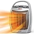 andily Compact Portable Ceramic Space Heater with Adjustable Comfort control Thermostat, 3 settings, Easy handle, Great for use in Home, Dorm, Office Desktop, and Kitchen, ETL for Safe (Silver)