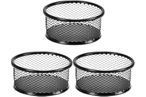 Milisten Mesh Paper Clip Container and Binder Clip Holder 3pcs Black Wire Mesh Desk Organizer Cup for Office