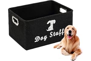 Geyecete Dog Apparel & Accessories/Dog Toys/Pet Supplies Storage Basket/Bin with Handles, Collapsible & Convenient Storage Solution for Office, Bedroom, Closet, Toys, Laundry(Dark Grey)