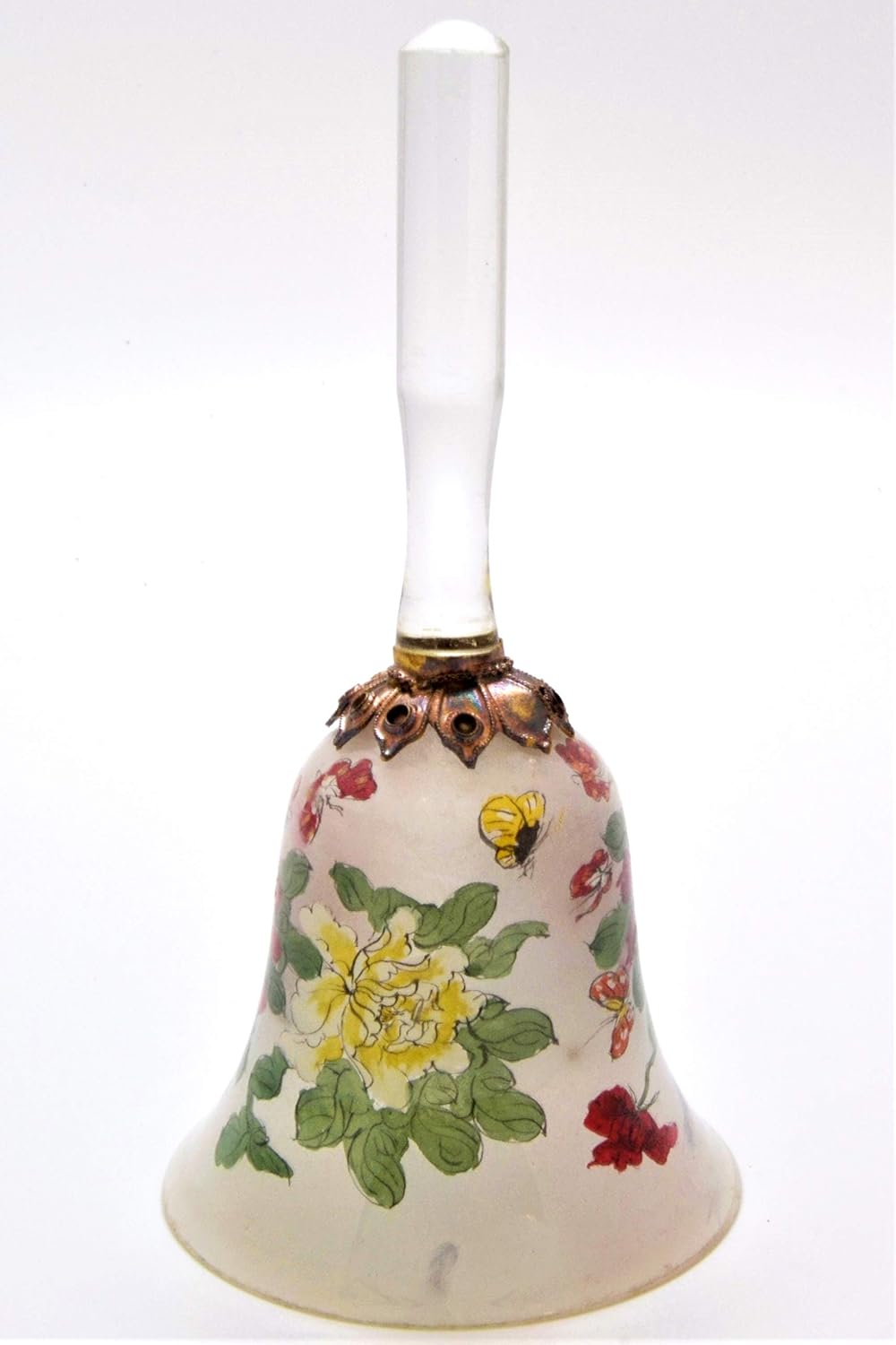 Amazon Com Ciel Collectables Reverse Painted On Glass Bell Hand Painted By Exclusive Artist Floral Design Home Kitchen