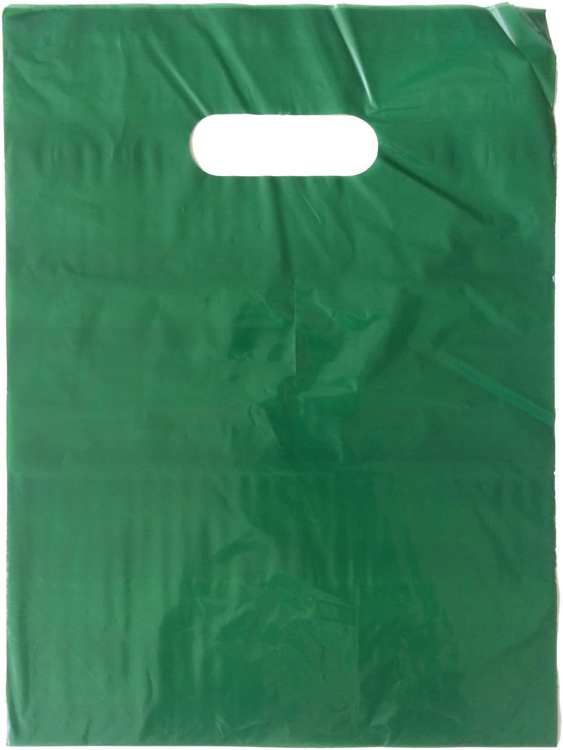 Dark Green Die Cut Handle Plastic Bags (9x12) Pack for 100
