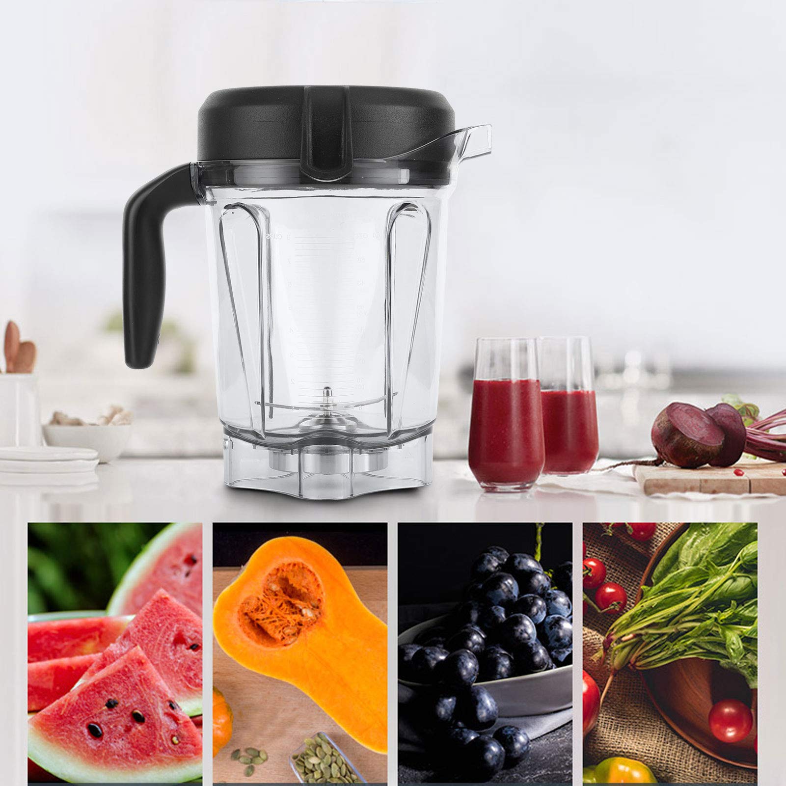Blender Container, 2L Transparent Food Blender Container With Blade Lid Replacement Accessories Fit for Vitamix Container 64oz, Compatible for G‑Series Machines, Fit for Vitamix 5300