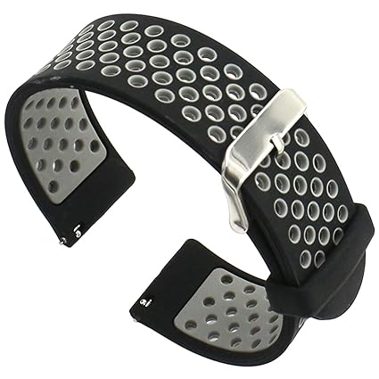 Correas de silicona EL-move, 18mm,20mm,22mm 24 mm (Black Grey 24MM)