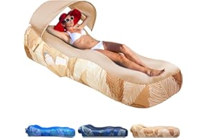 Mosoyolo Inflatable Lounger Air Sofa with Sun Shade Cover Waterproof Inflatable Couch Chair for Camping Beach Hiking Backyard