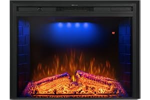 Benrocks 30'' Electric Fireplace Inserts, Recessed & Built in Wall Electric Fireplace Heater with Fire Crackling Sound, Adjustable Top Light & Flame Speed, Overheating Protection, 750/1500W Black