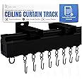 Jos & Haz Ceiling Curtain Track Set – 3ft-6.6ft / 2 Meter – Premium Heavy Duty Curtain Track, Ceiling Mount and Wall Mount for Room Divider, Living Room, Bedroom, Office