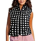 Cocoinsity Womens Fuzzy Fleece Vest with Side Pockets Checkered Sleeveless Zip Up Sherpa Vests Jacket Lightweight Sweater