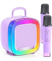 Kinglucky Karaoke Machine for Kids (Christmas Limited) Girls Ages 3-12 with 2 Light-Up Microphones, Kid-Sized & Portable Bluetooth Speaker with Voice Effects for Birthday, Family Fun & Party (Purple)