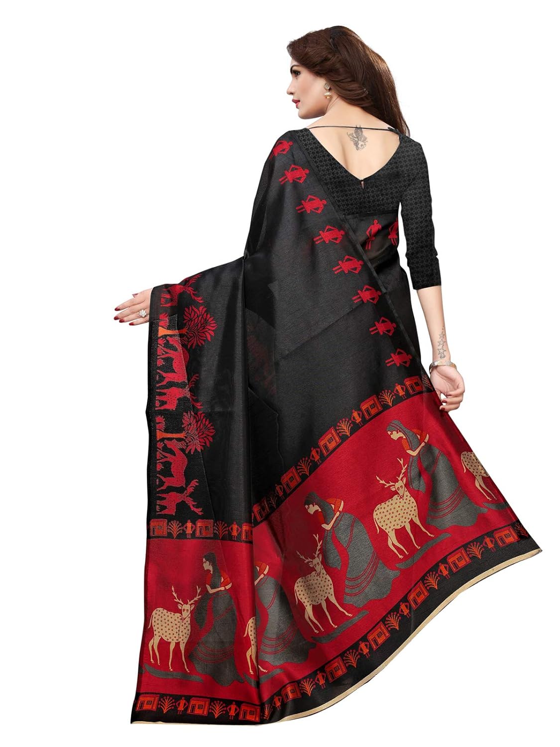 varayu women's solid kashmiri silk printed saree