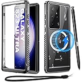 Haireca for Samsung Galaxy S23 Ultra Waterproof Case with Magsafe, Built-in Magnetic & Screen Protector, IP68 Certified Full Body Shockproof, for Water Sports Underwater Photography, 6.8" Black
