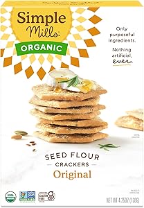 Simple Mills Organic Seed Crackers, Original - Gluten Free, Vegan, Healthy Snacks, Paleo Friendly, 4.25 Ounce (Pack of 1)
