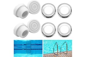 VECACOSIC 4 Pool Ladder Bumpers for Inground Pool & 4 Stainless Steel Pool Ladder Escutcheon Plates, Rubber Pool Ladder Inside Plug Bumper Caps & Pool Ladder Rings Fits 1.90” Pool Ladder Tubing (B)