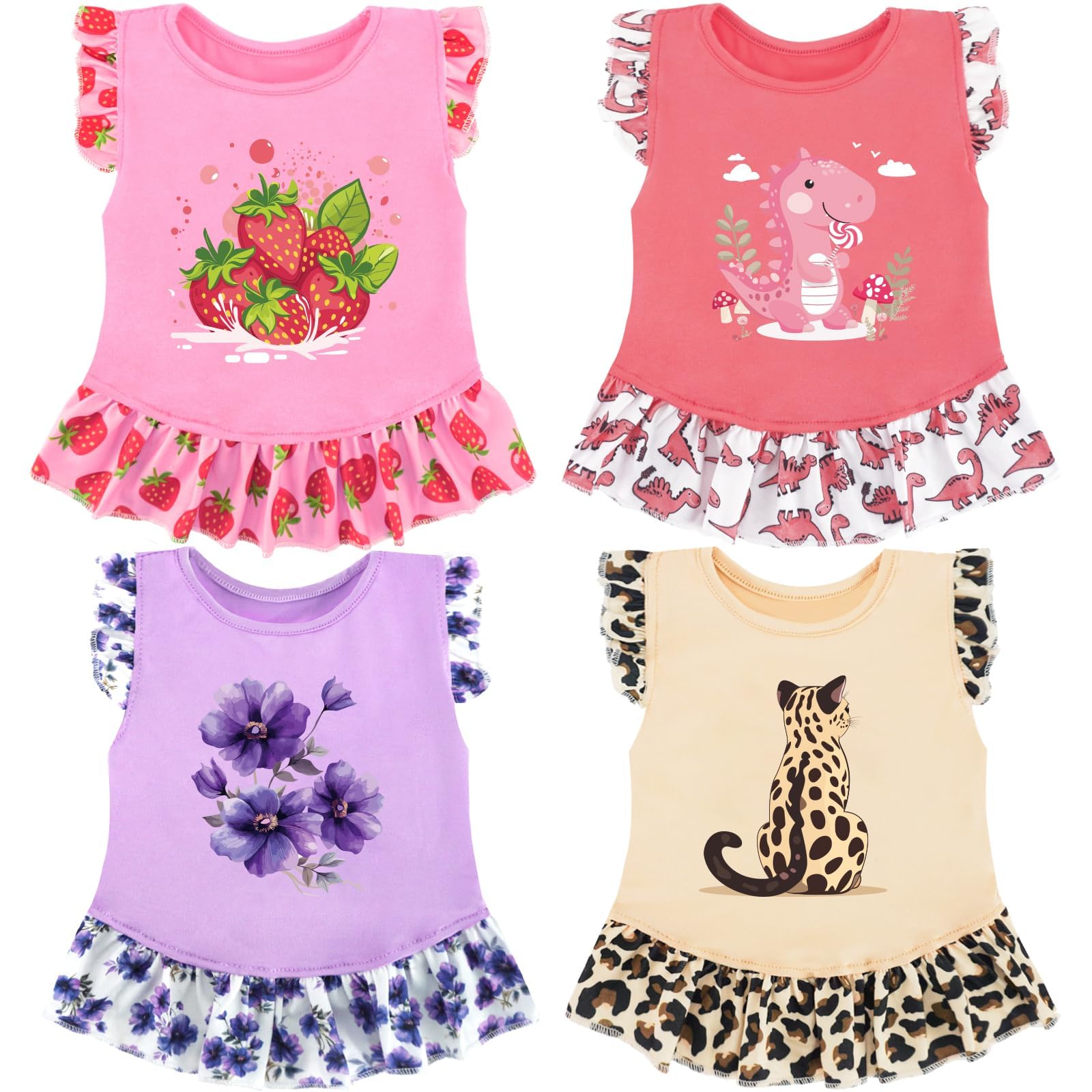 Photo 1 of XPUDAC 4 Pack Dog Dresses Cute Printed Puppy Clothes for Small Dogs Girl Chihuahua Doggie Outfits Tank Top Vest Dresses Cat Apparel?X-Small(Chest-13.2")