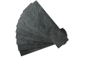 AULIGET 40-Piece Black Slate Peel and Stick Backsplash Wall Tiles, 3" x 12" PVC Faux Stone Stick on Tiles for Backsplash Kitchen, Bathroom, Laundry Room, Camper, Fireplace