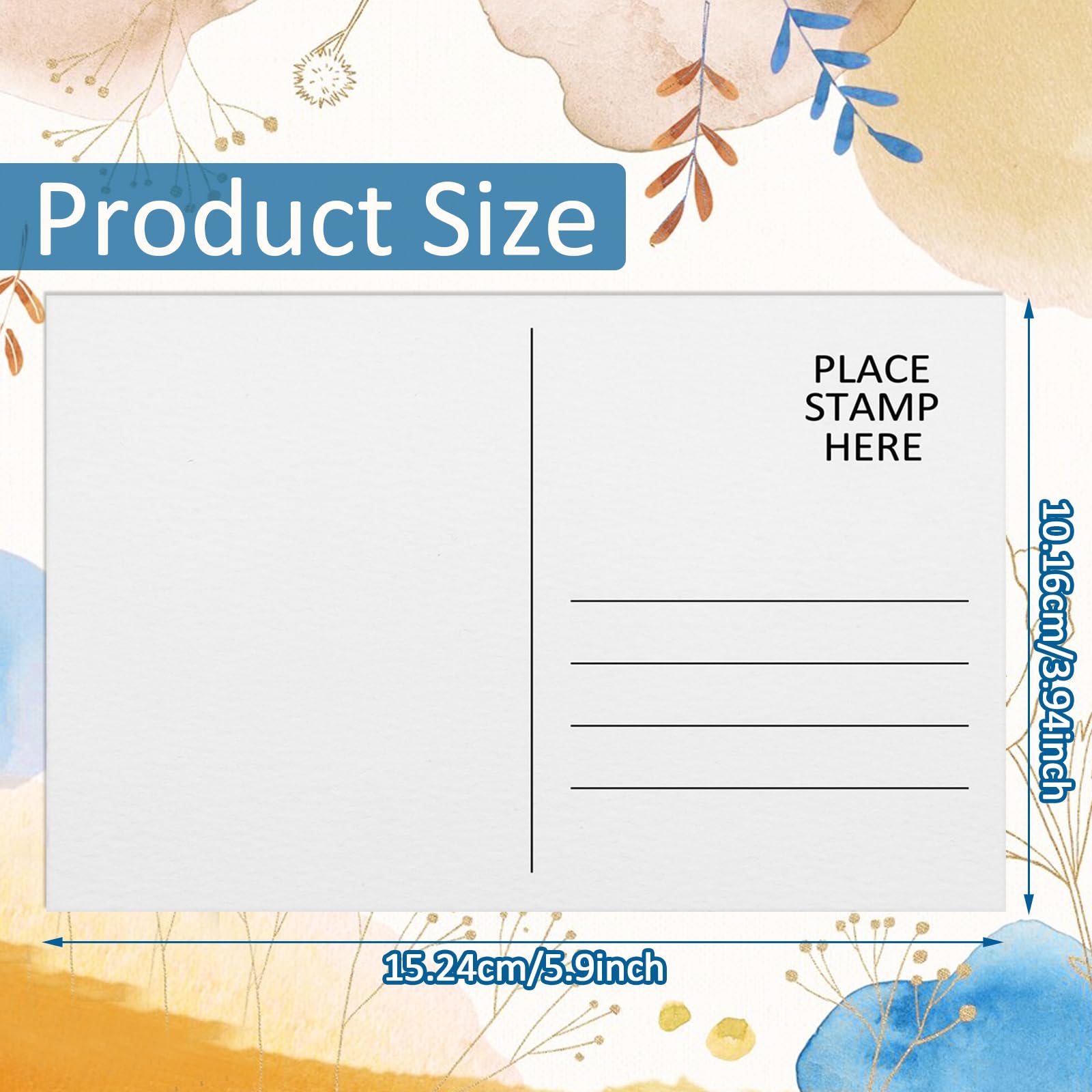 CXIIPOL 100 Sheets Watercolor Paper Postcards 4x6 Inch, 140 lb/300 GSM 100％ Pure Cotton Watercolor Paper Blank Postcards for Art Painting Creative Thank Notes, Mailing, Painting Gift Cards