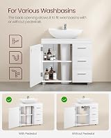 VASAGLE Vanity Unit 3 Drawers 2 Compartments 30 x 70 x 64 cm Cloud White view 4