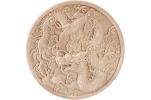 EQGWFZ 1Pcs Round Wood Appliques DIY Wood Carved Appliques for Bed Door Wall Fireplace Cabinet Wardrobe Furniture Decoration(11,20x20cm/7.87x7.87inch)